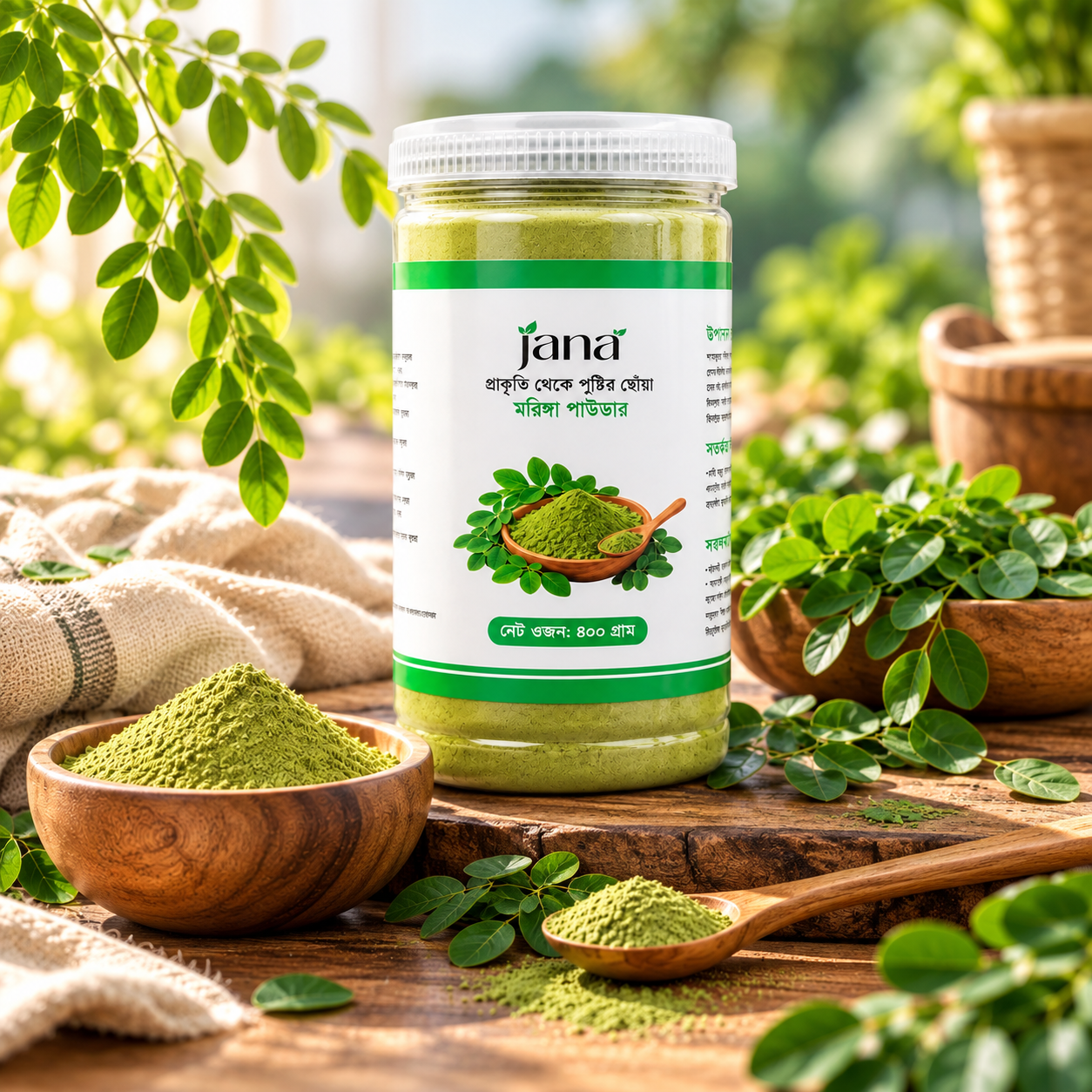 Sunlit Moringa Powder Still Life